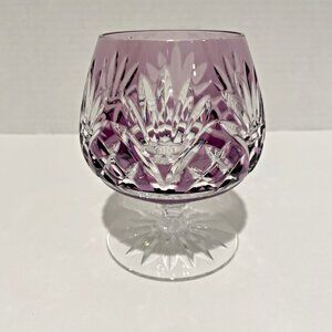 Ajka Caroline Cut to Clear Crystal Brandy Glass Snifter Goblet Amethyst Purple